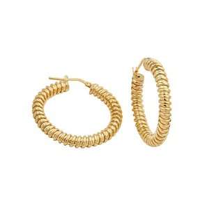   Thickness Yellow Gold Plated Contemporary Hoop Earrings for Women (1.4