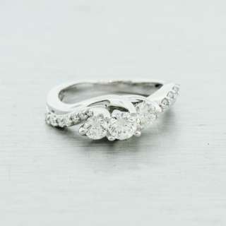 Breathtaking 14K White Gold Three Diamond Engagement Ring Bridal Fine 