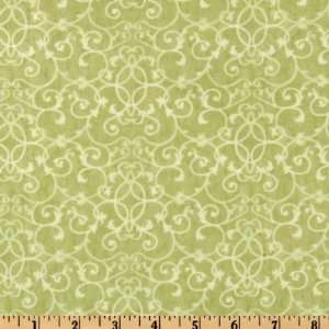  44 Wide Poetic Blossoms Antique Swirls Lime Fabric By 