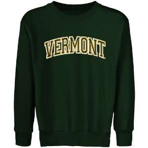  Vermont Catamounts Youth Arch Applique Crew Neck Fleece Sweatshirt 