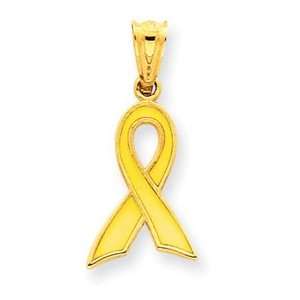   Jewelry Gift 14K Small Yellow Enameled Awareness Ribbon Charm Jewelry