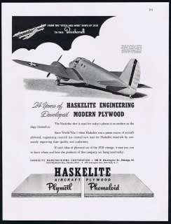 1942 Haskelite Aircraft Plywood Beechcraft AT 10 Ad  