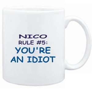  Mug White  Nico Rule #5 Youre an idiot  Male Names 