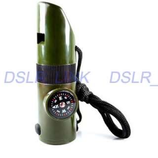 new 7in1 survival whistle compass led light mirror tool tc