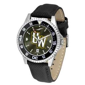  University of Wyoming Cowboys Mens Leather Wristwatch 