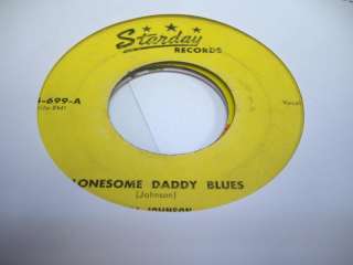 Ultra Rare Starday 45 BILL JOHNSON & THE DABBLERS Lonesome Daddy Blues 