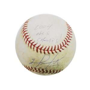   Game Used Baseball with 2004 ALCS Champs Inscription Sports