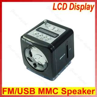 Mini USB LCD LED Light FM Radio Music Player Speaker SD/MMC Card F  