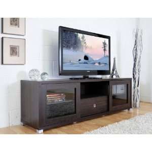   TV Stand Cabinet with Glass Doors in Wenge Wood Finish