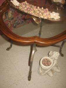 Drexel Heritage Country French Glass Top End Table Brass Hoof Detailed 