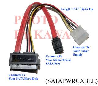 SATA I/II DATA & POWER CABLE ADAPTER COMBO FOR HDD  
