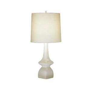   Table Lamp, Oat Glazed Ceramic Finish and Light Beige Linen Drum Shade