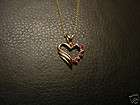 Genuine Ruby and Diamond Heart Pendant 14K Gold with 17