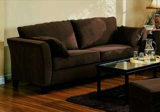 Modern Dark Brown Velvet Fabric Sofa Living Room Couch  