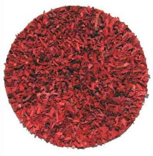 Quality Discount Leather STRIP Shag Rug 3 Round (RED)  