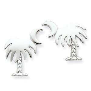 14k Gold White Gold Charleston Palm Tree with Moon Post 