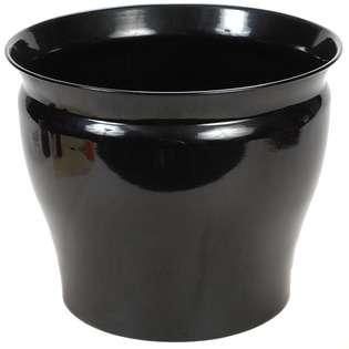  Shiny Black Metal 12 inch Planters (Set of 2) at  