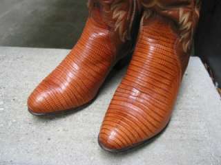 Justin Tan Lizard Leather Cowboy Boots Used Boots 5 C  