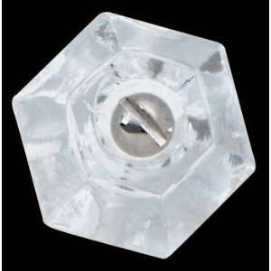   Knobs, Clear Glass, 1 1/8 Hexagon with Chrome screw