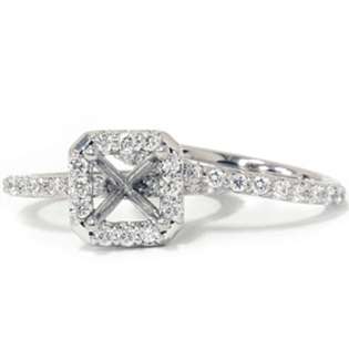   Semi Mount Engagement Wedding Ring Set 14K White Gold  Pompeii3 Inc