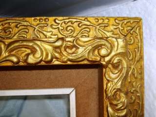 Antique Victorian TRUE SHADOW BOX Gold Gilt Gesso FRAME Back Opens 