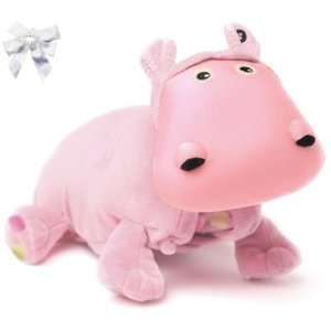   Pillow Animal & Blanket Pink Baby Hippo and Hair Bow