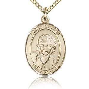  Gold Filled 3/4in St Gianna Medal & 18in Chain Jewelry