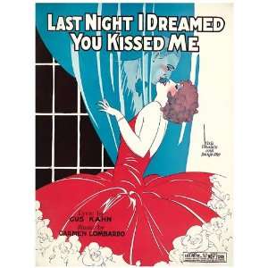   Card Sheet Music Last Night I Dreamed You Kissed Me