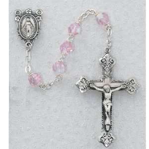  7MM BEAD TIN CUT ROSE PINK AB CRYSTAL ROSARY Everything 