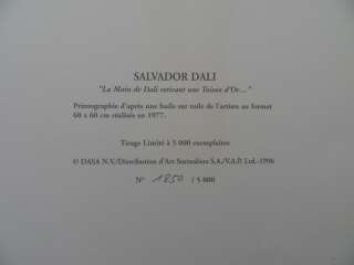 SALVADOR DALI   LITHOGRAPH on ARCHES PAPER SIGNED / LTD  