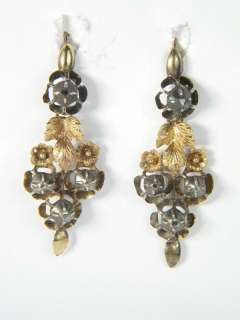 BEAUTIFUL ANTIQUE SPANISH GOLD DIAMOND EARRINGS c1800  