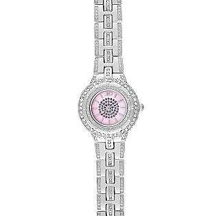 Ladies Watch with Swarovski Crystal Accents, Pink Dial and Silvertone 