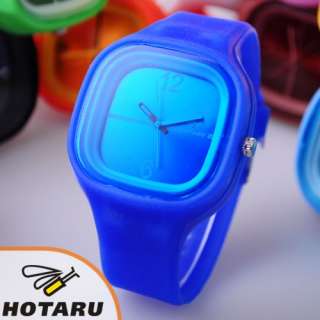   DIY Jelly / Red LED Mirror Silicone Unisex Sport Watch Gift  
