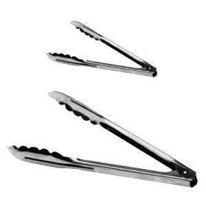  Stainless Steel Spring Action Utility Tongs Set of 2   9 