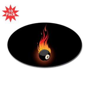  Sticker (Oval) (10 Pack) Flaming 8 Ball for Pool 