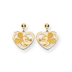    Disney Yellow Gold Heart Mickey Mouse Post Earrings Jewelry