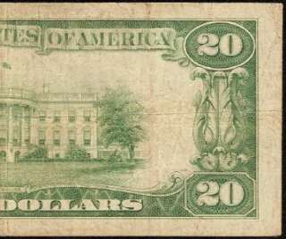 1929 $20 DOLLAR BILL CHICAGO FRBN BANK NOTE NATIONAL CURRENCY OLD 