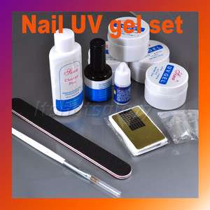 UV Gel DIY Set Kit Manicure Tool Tips Topcoat Nail Art  