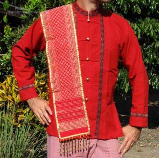 Traditional Thai Groom Wedding Set   Red Shirt   sz 5XL  