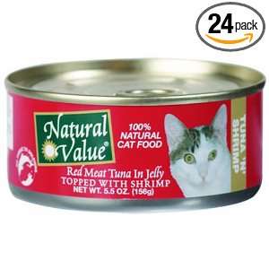 Natural Value Cat Food, Red Meat Tuna in Jelly Topped with Shrimp, 5.5 