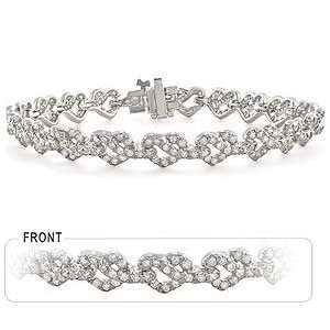  14k White Gold Diamond Heart Bracelet Jewelry