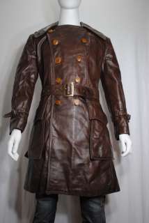   CALIFORNIAN SPORTSWEAR Leather Fitted Trench Coat Jacket 40  