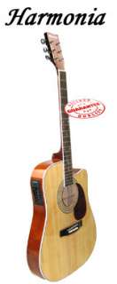 Harmonia Thinbody Acoustic Electric Guitar Natural+tuner W 0195CE NT
