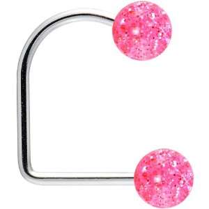    16 Gauge Pink Acrylic Glitter Ball Lippy Loop Labret Jewelry