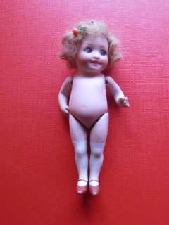 VERY CUTE GOOGLY Antique GERMAN Bisque Porcelain head doll Glass Eyes 