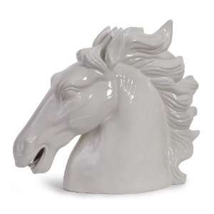  17h Italian Horse Stallion Ceramic Bust Statue