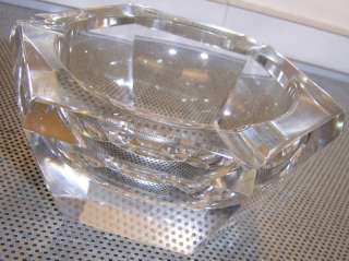 OLD ANTIQUE VINTAGE GLASS CRYSTAL ASHTRAY 3 LBS. CLEAR  