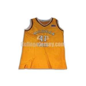  Yellow No. 41 Game Used Michigan Tech Russell Basketball 