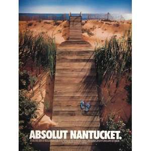  1995 Ad Absolut Nantucket Beach Dune Boardwalk Vodka 