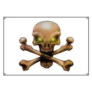 Banner Skull and Crossbones with Green Eyes